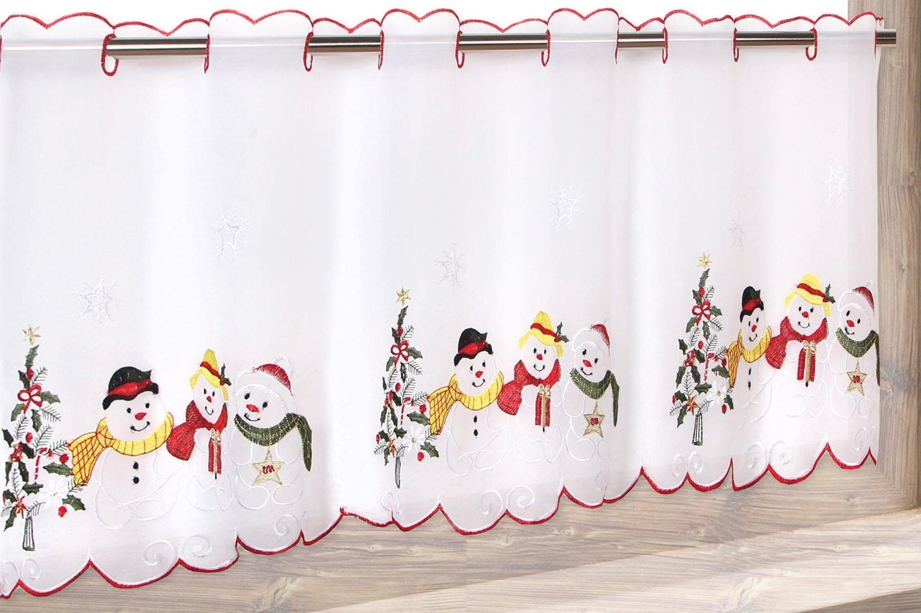 Scheibengardine WEIHNACHTSMANN, Delindo Lifestyle, Stangendurchzug (1 St), transparent, Voile, HxB: 45x115, mit Stangendurchzug, für die Küche