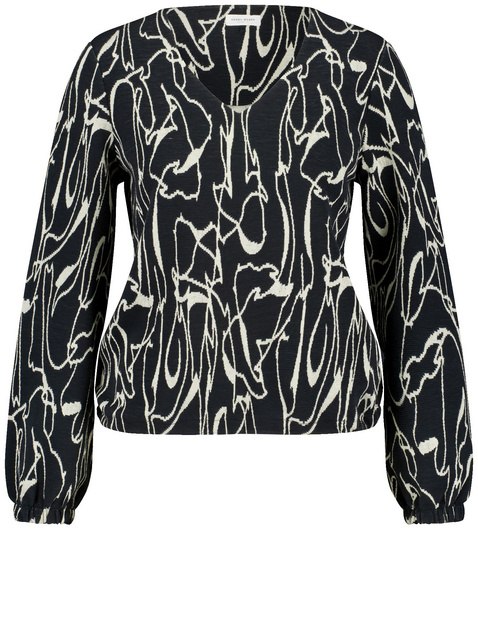 Blusenshirt aus Jacquard mit elastischem Tunnelband
