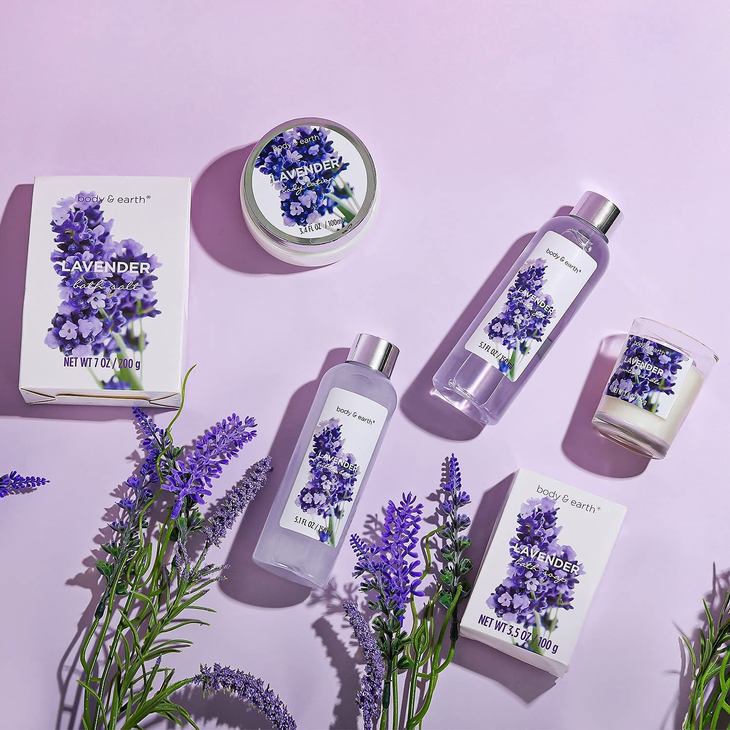 Spa luxetique Pflege-Geschenkset Lavendel Spa Wellness Set, 7-tlg., Beauty Set, Badeset Frauen Geschenk, Geburtstagsgeschenk für Frauen