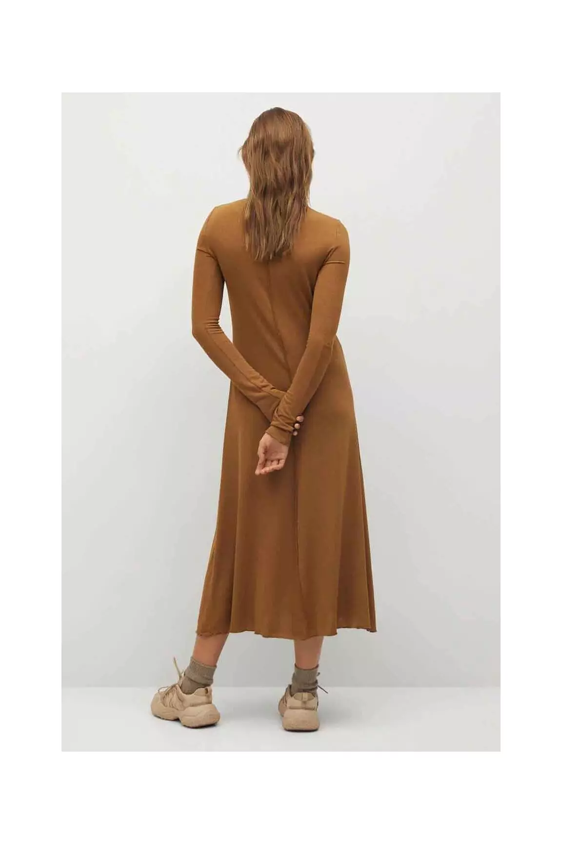 Mango Robes Longues Femme couleur marron