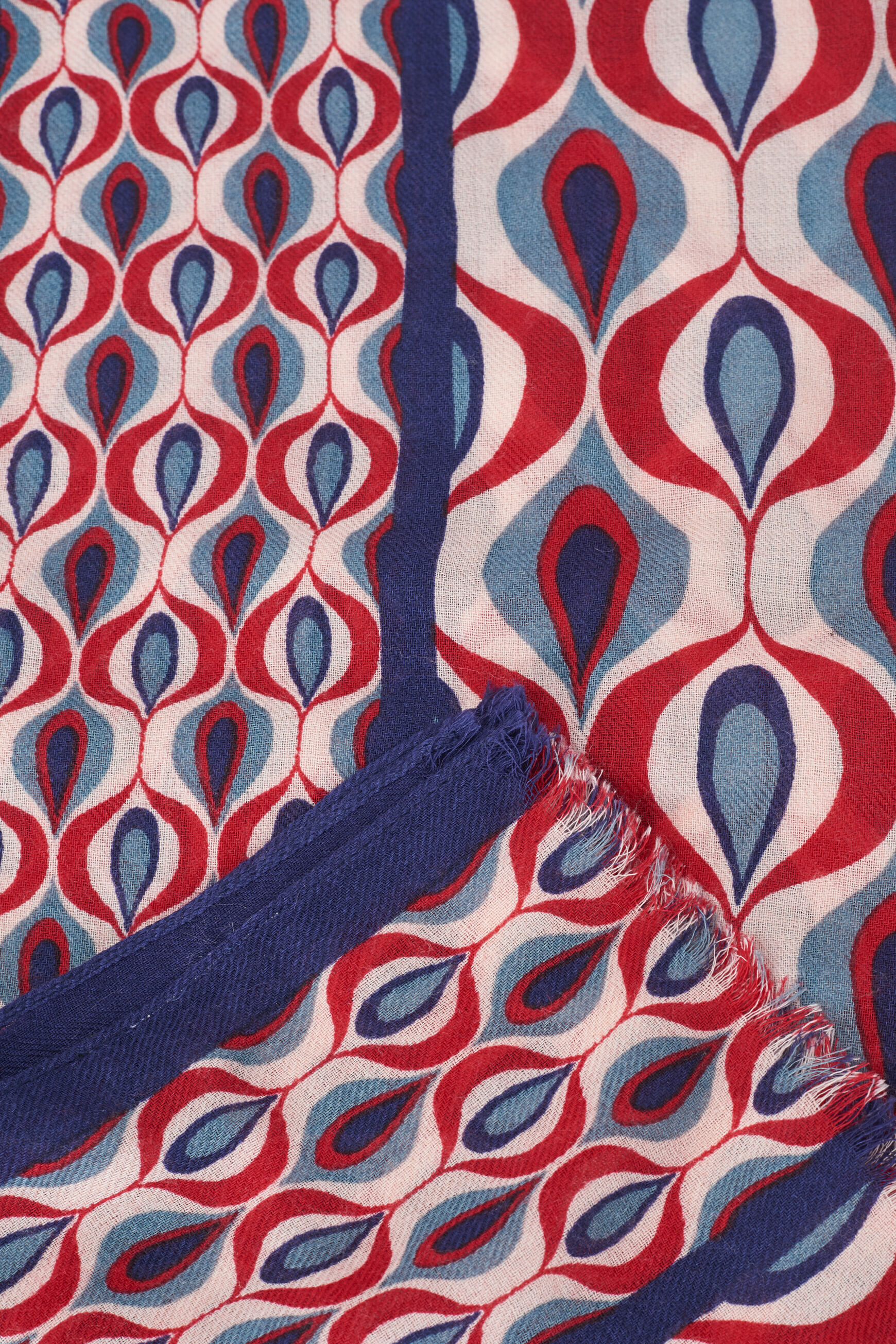 foulard retro 100% laine rouge femme