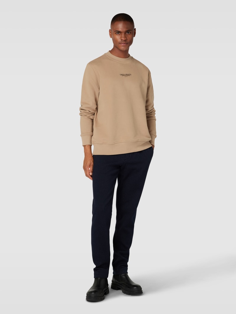 Sweatshirt mit gerippten Abschlüssen in beige
