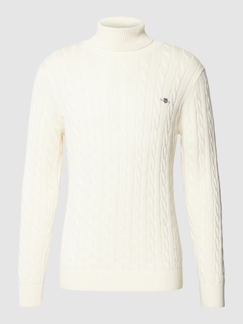 Strickpullover mit Rollkragen in offwhite