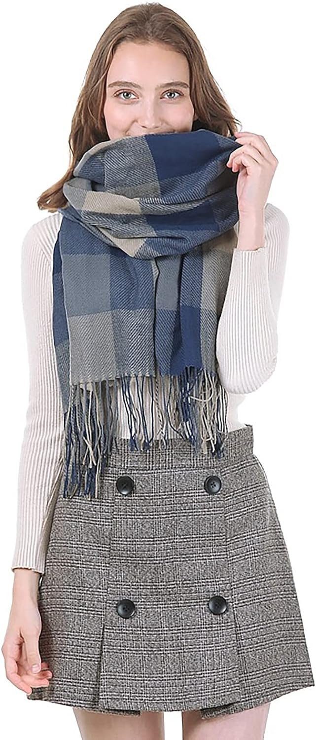 Alster Herz Modeschal Karierter Damen Schal mit Fransen, im Oversize Look, A0320, ideal für Herbst Winter