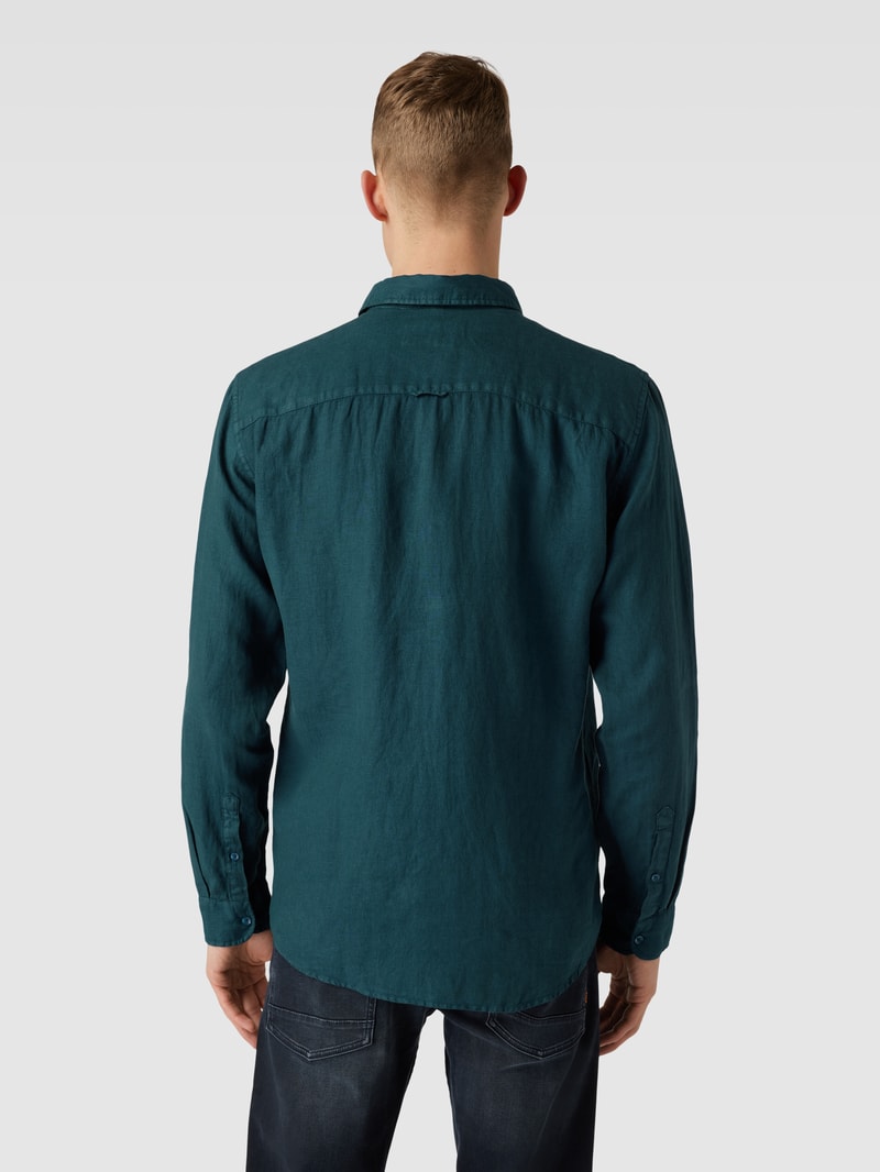 Freizeithemd mit Label-Stitching in petrol