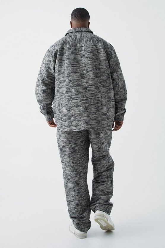 Plus gerade Jacquard Cargohose mit elastischem Bund