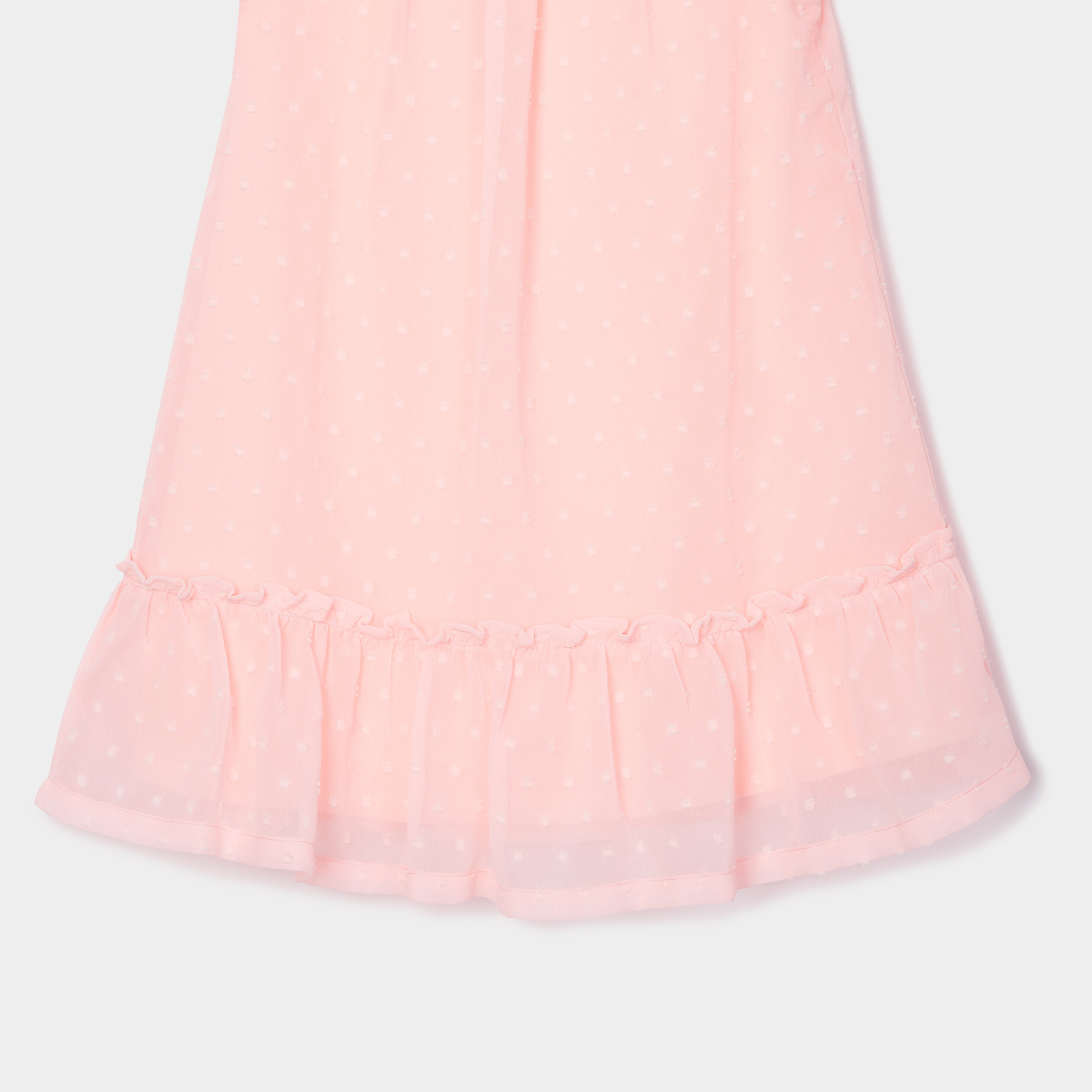 Robe évasée à plumetis et volants orange fluo bébé fille | La Halle