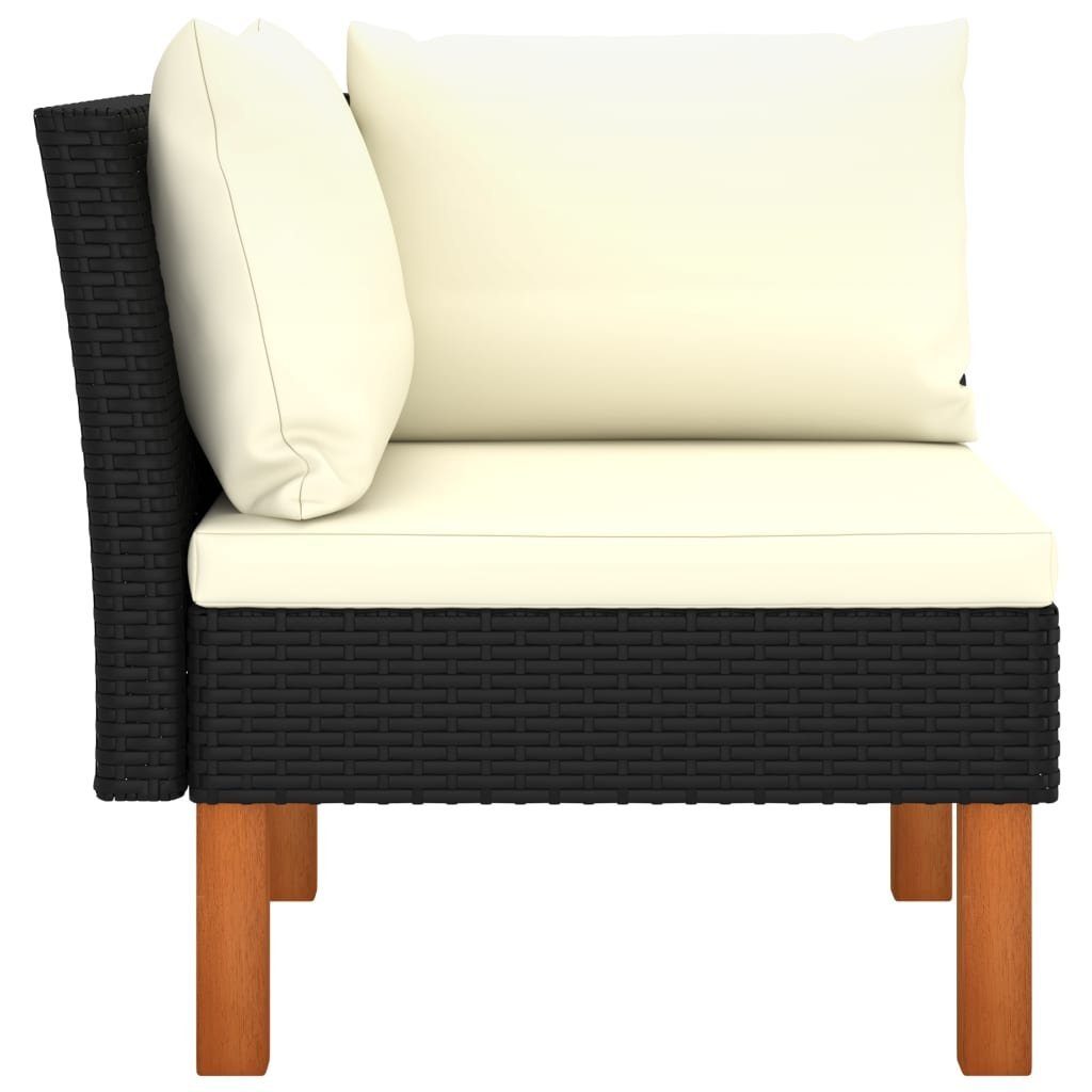 vidaXL Loungesofa 3-tlg. Garten-Lounge-Set Poly Rattan und Eukalyptus Massivholz, 1 Teile