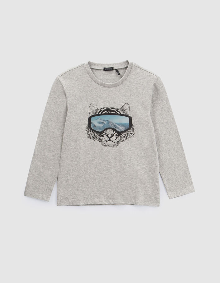T-shirt gris visuel tigre et masque lenticulaire garçon