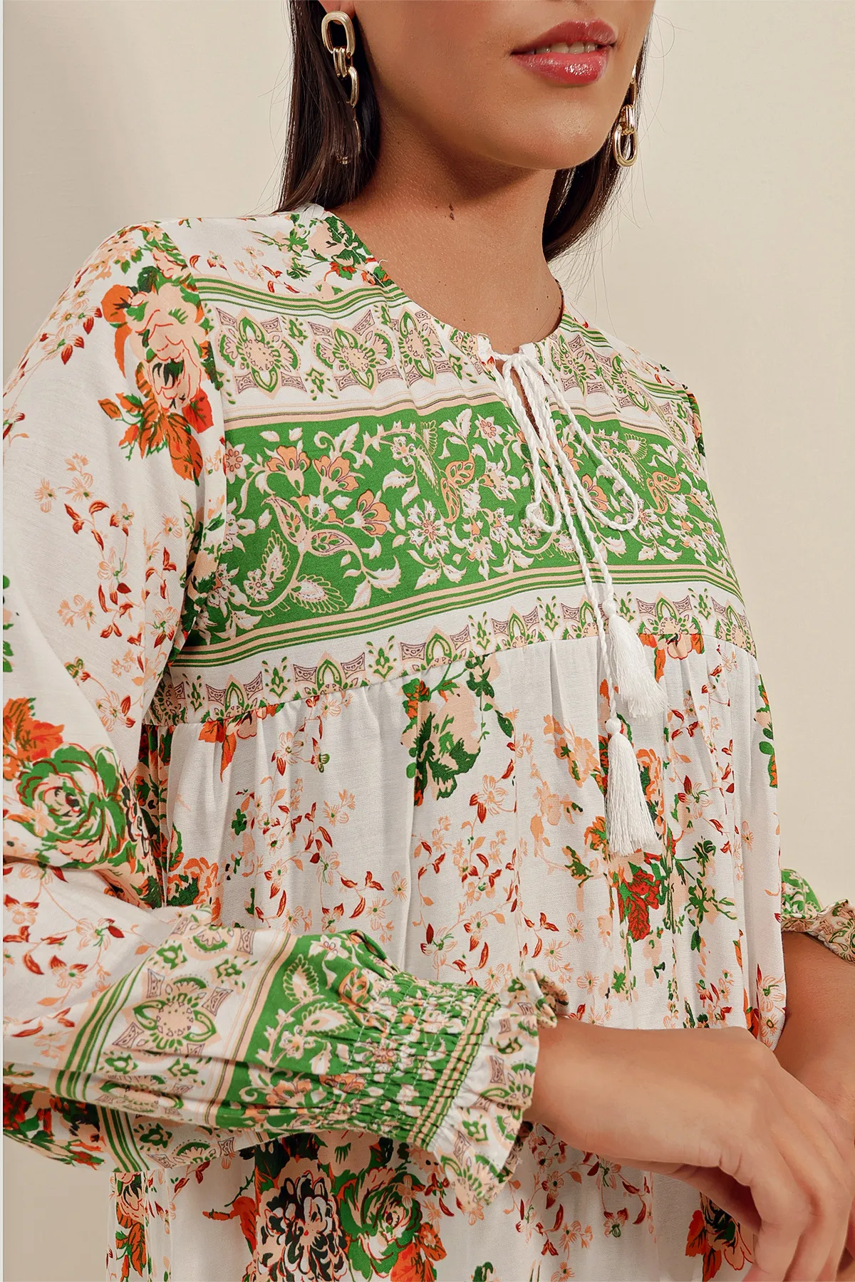 Bigdart  1947 Gemustertes langes Kleid – Grün