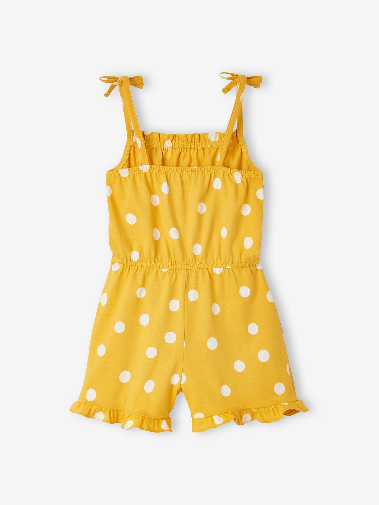 Combi-short à bretelles fille beige imprimé