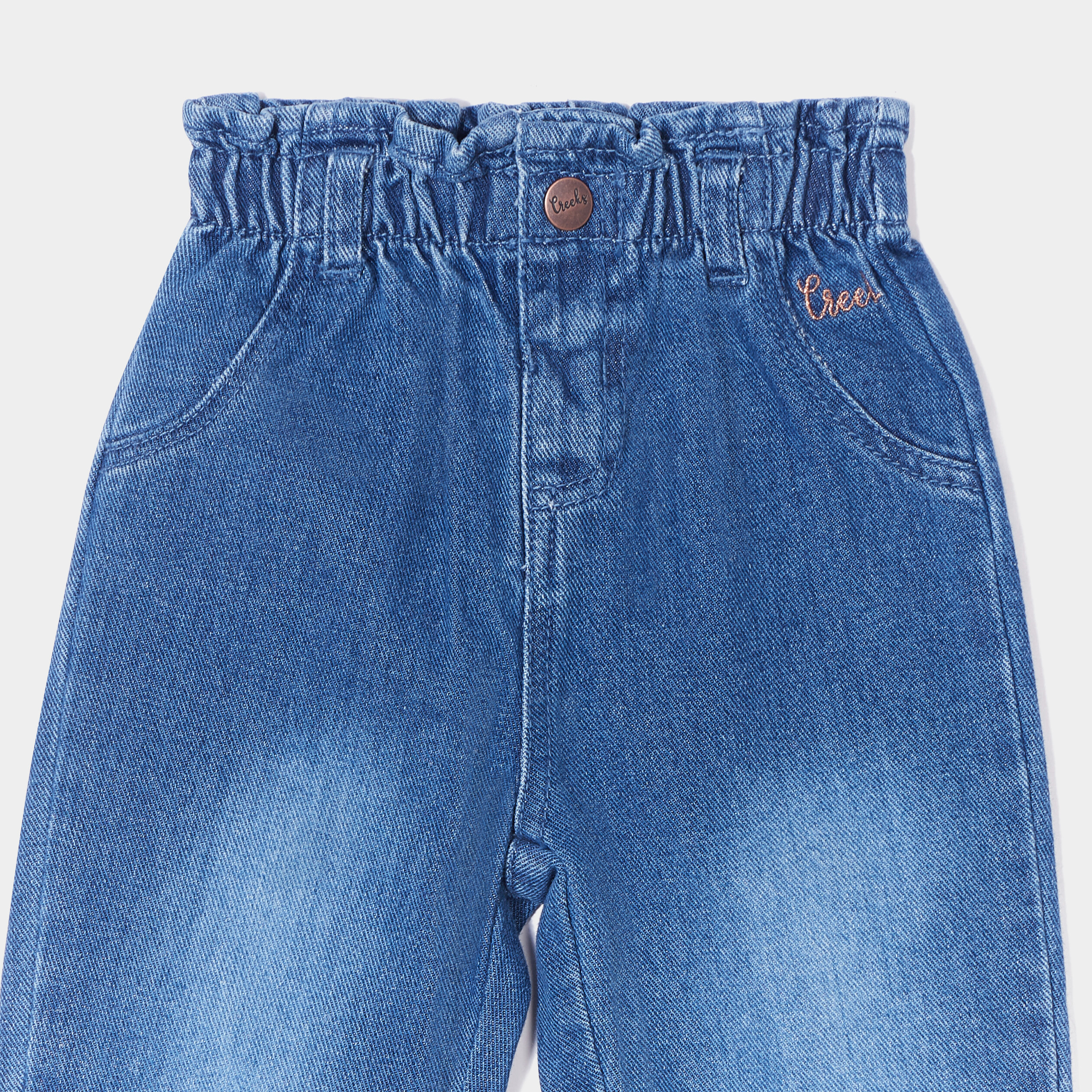 Jeans slouchy taille élastiquée Creeks denim stone bébé fille | La Halle