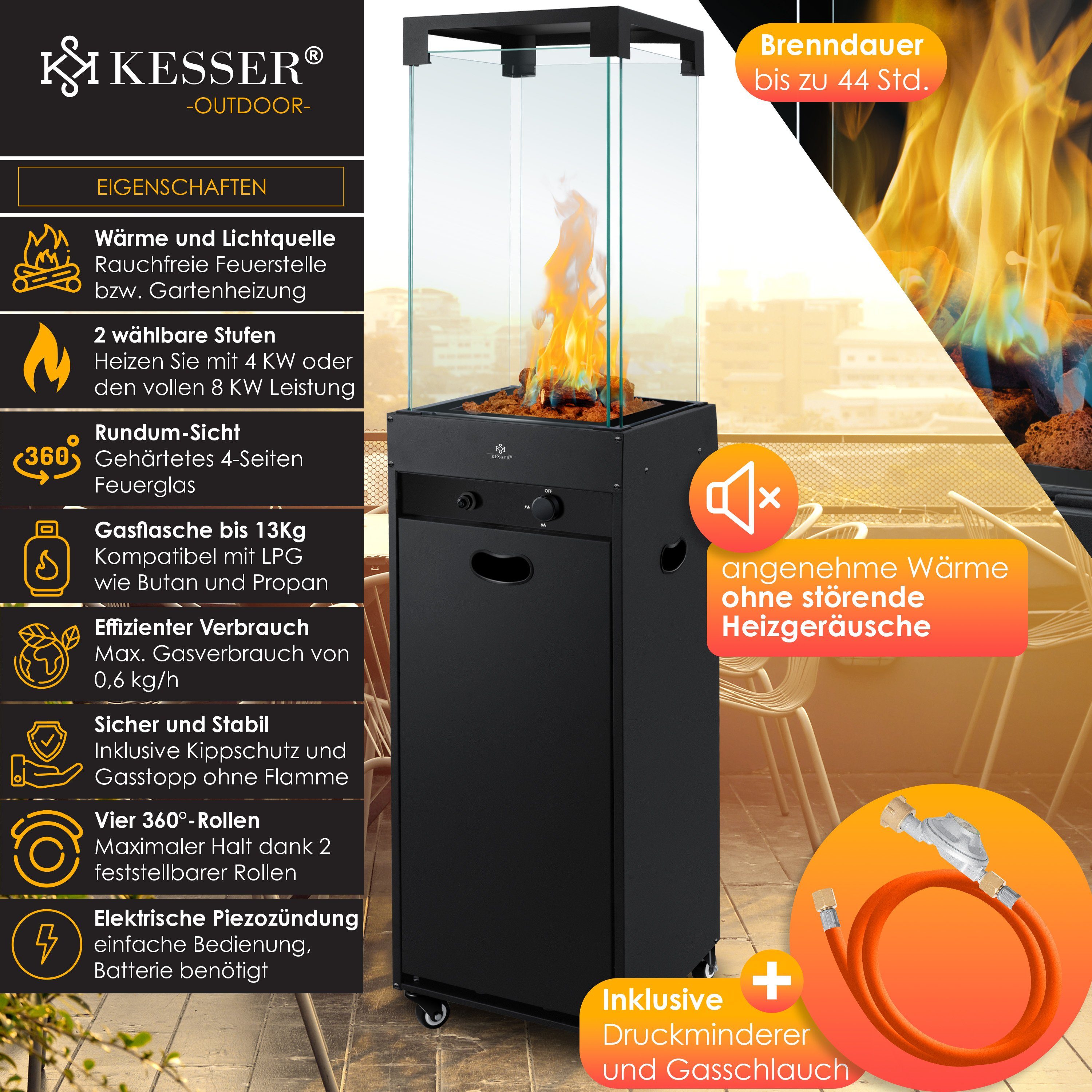 KESSER Heizstrahler, Heizstrahler Gas Terrassenheizstrahler Gasheizung
