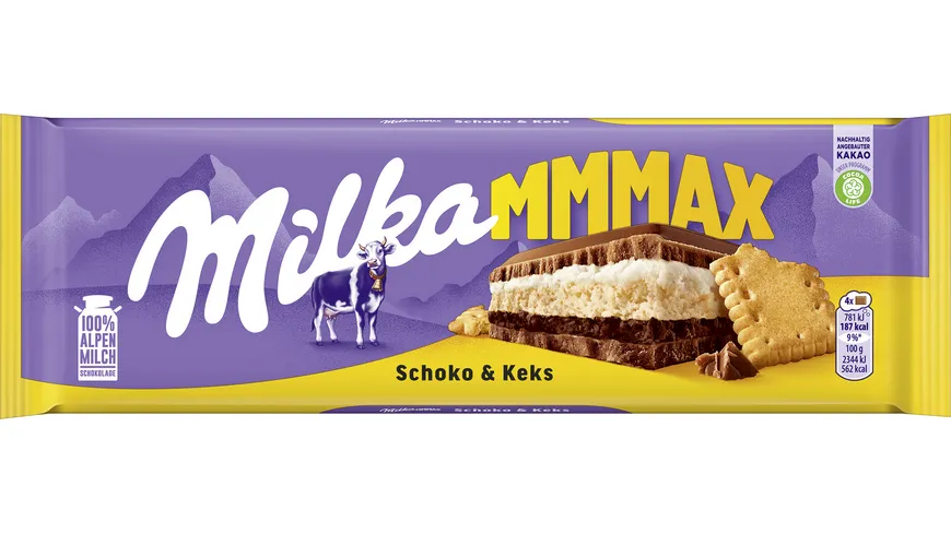 MILKA Schokoladentafel Milch mit Schokolade und Keks 300 g
