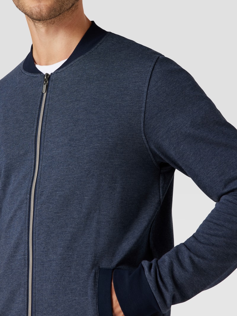 Sweatjacke mit Stehkragen Modell 'Mix + Relax' in jeans