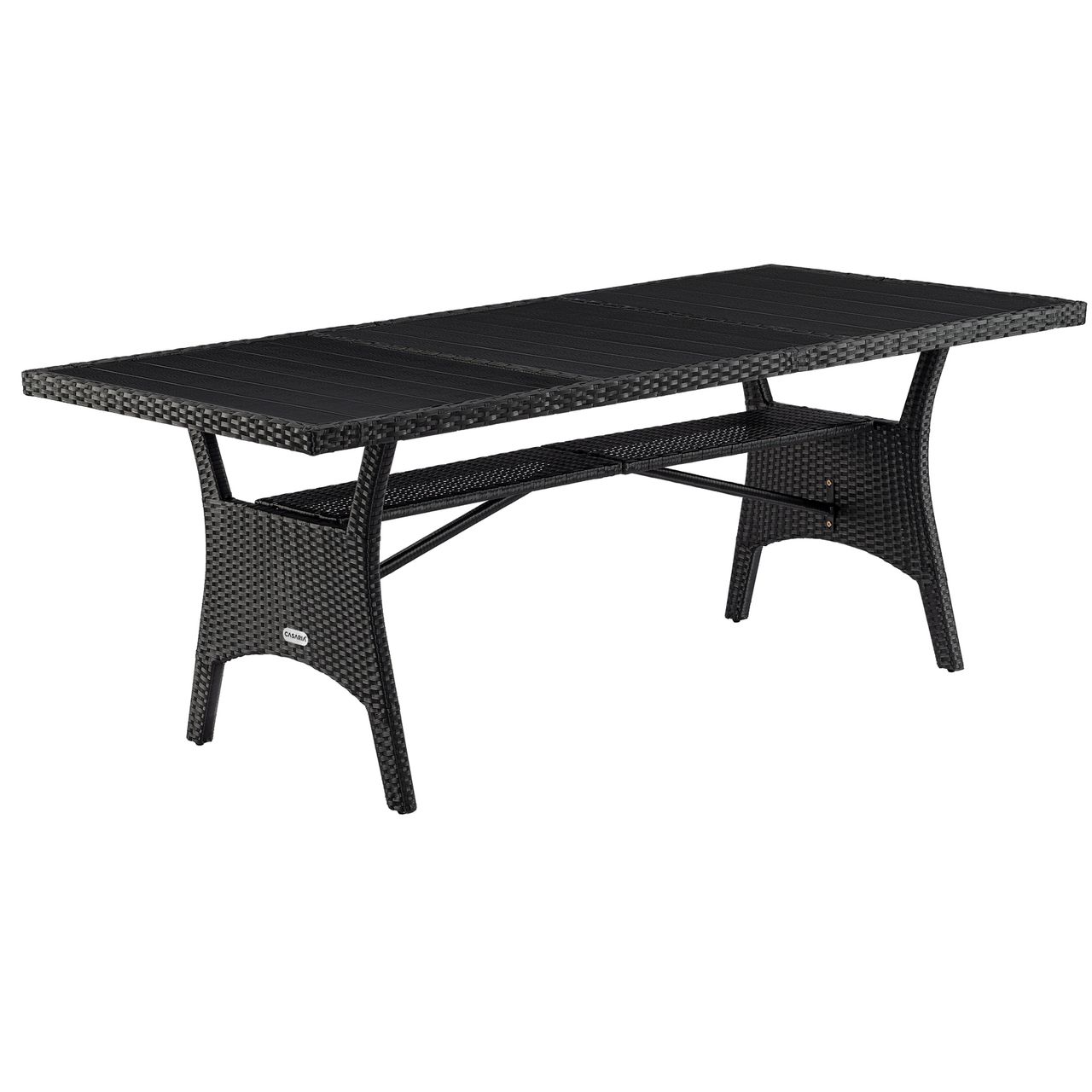 Casaria Gartentisch Polyrattan WPC Holzoptik 190 x 90 x 75cm schwarz/anthrazit