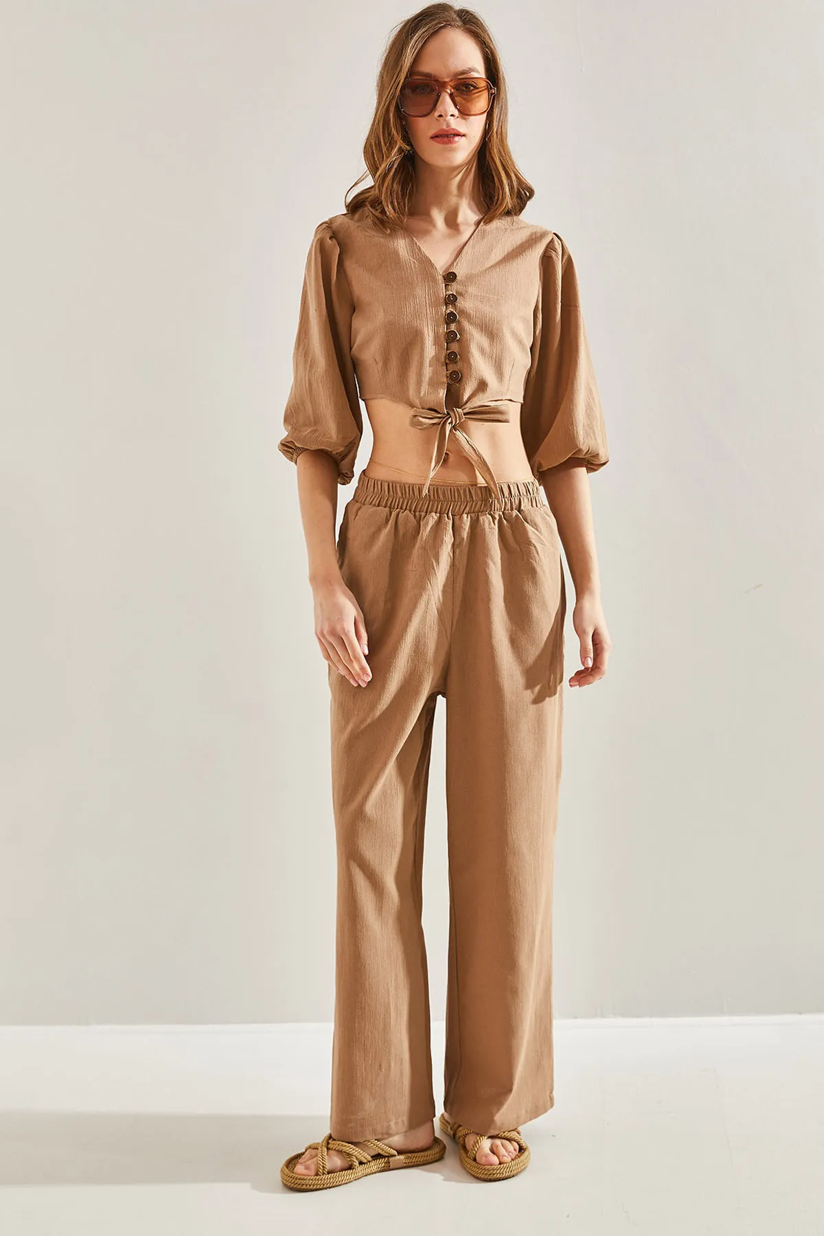 Bianco Lucci  Damen Set mit Weste und Unterteil zum Binden