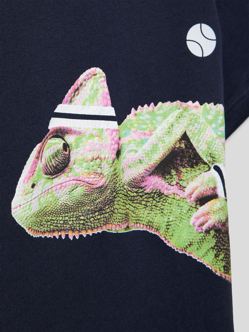 T-Shirt mit Motiv-Print in marineblau