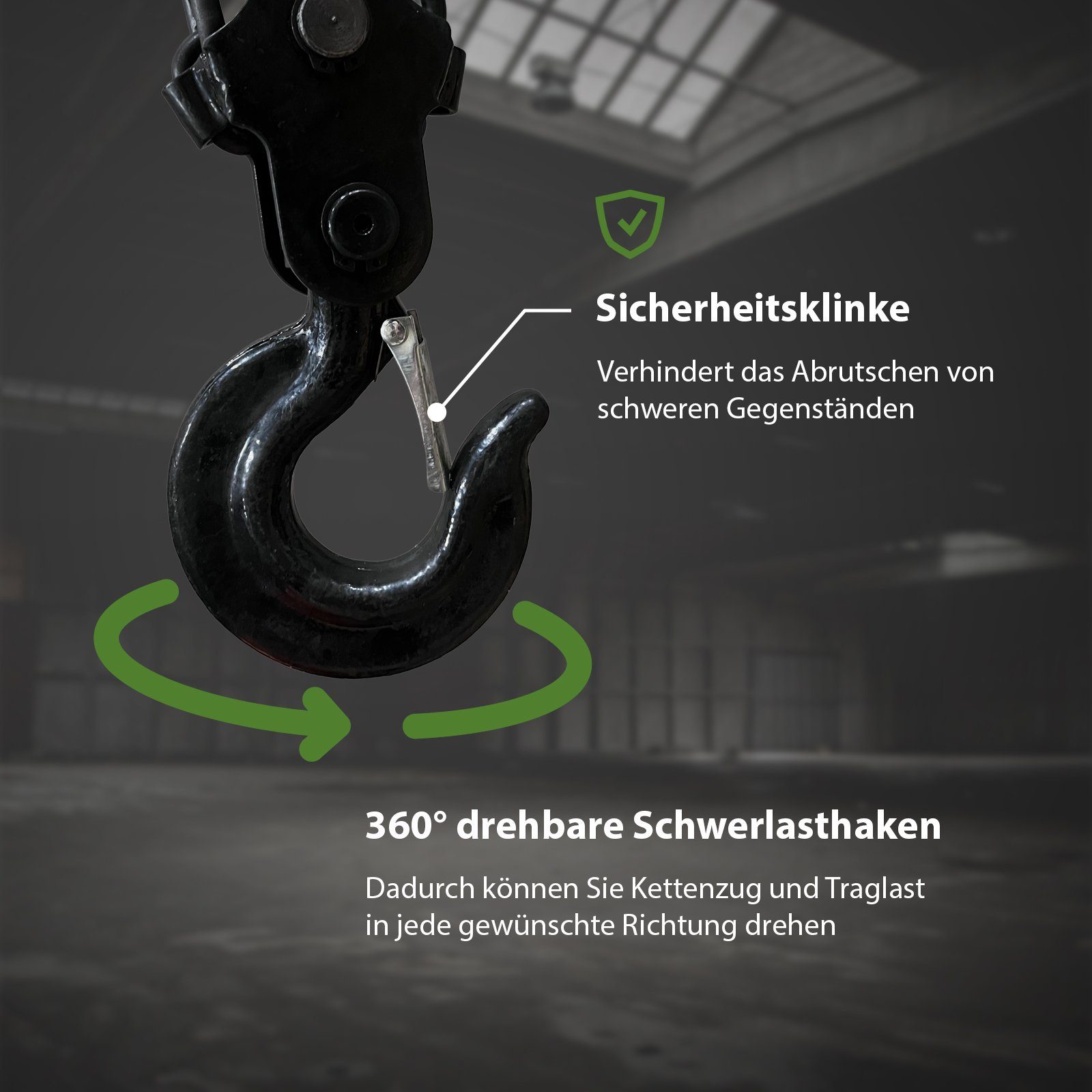 TRUTZHOLM Kettenzug TrutzHolm® Flaschenzug Seilzug Kettenzug Hebezug Ratschenzug 3000 kg, (Produkt, 1 St), Mit Blockiersystem