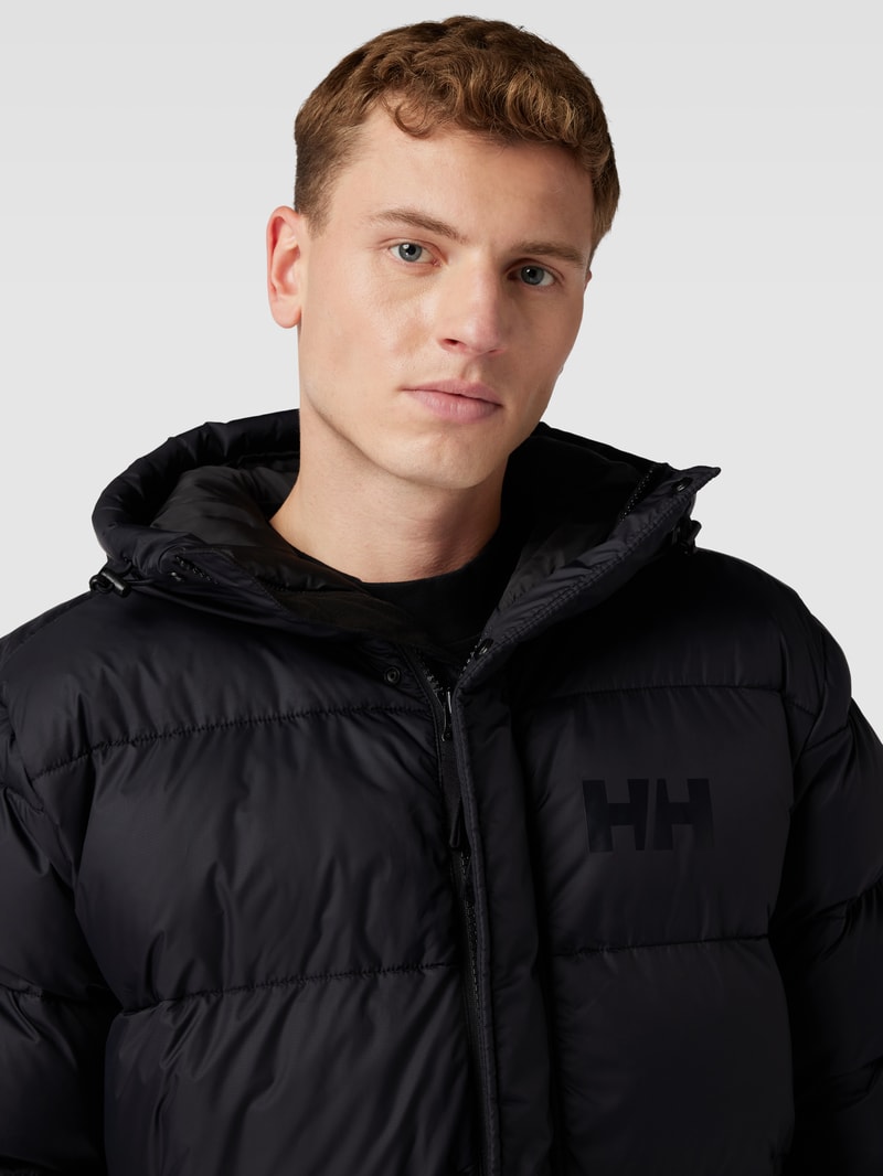 Steppparka mit Label-Print in schwarz