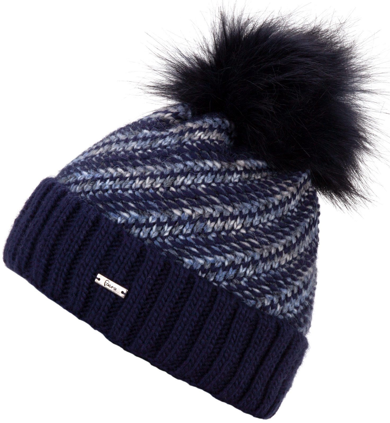 Faera Bommelmütze Wintermütze Damen Winter Mütze Beanie Haube gefüttert Strickmütze