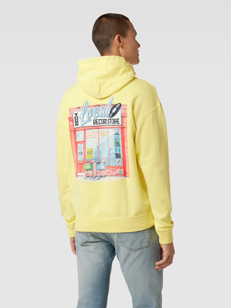 Hoodie mit Label-Stitching in hellgelb