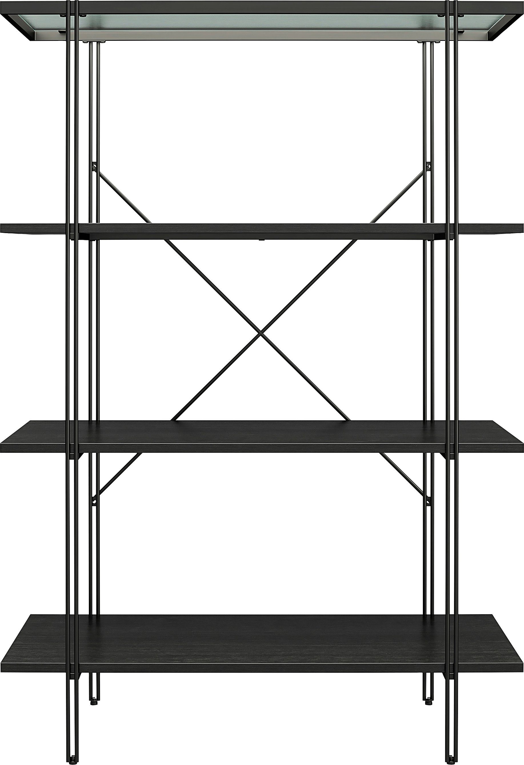 Dorel Home Aktenregal Wainwright, 1-tlg., Oberboden aus Glas, Breite 79,5 cm, Höhe 117 cm, Metallregal