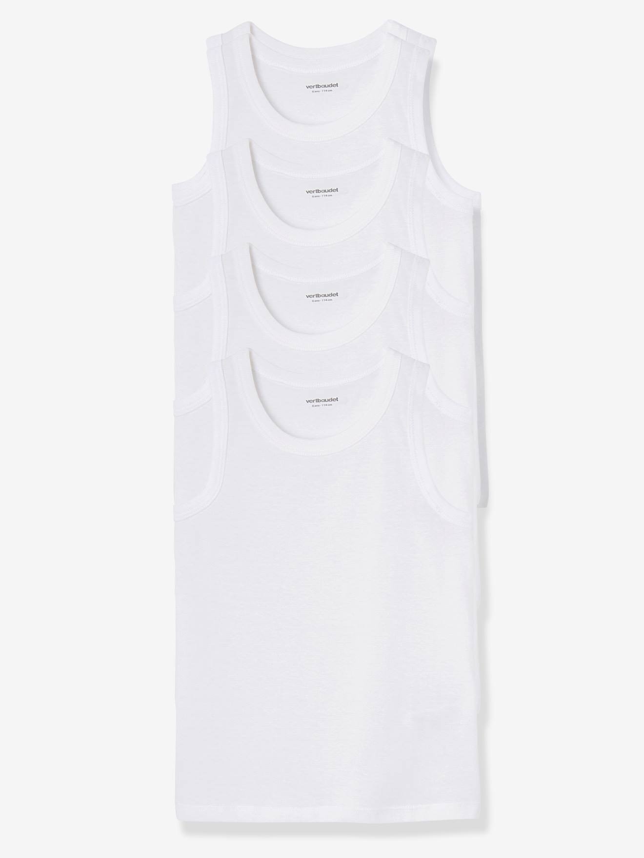 Lot de 4 débardeurs garçon BASICS blanc