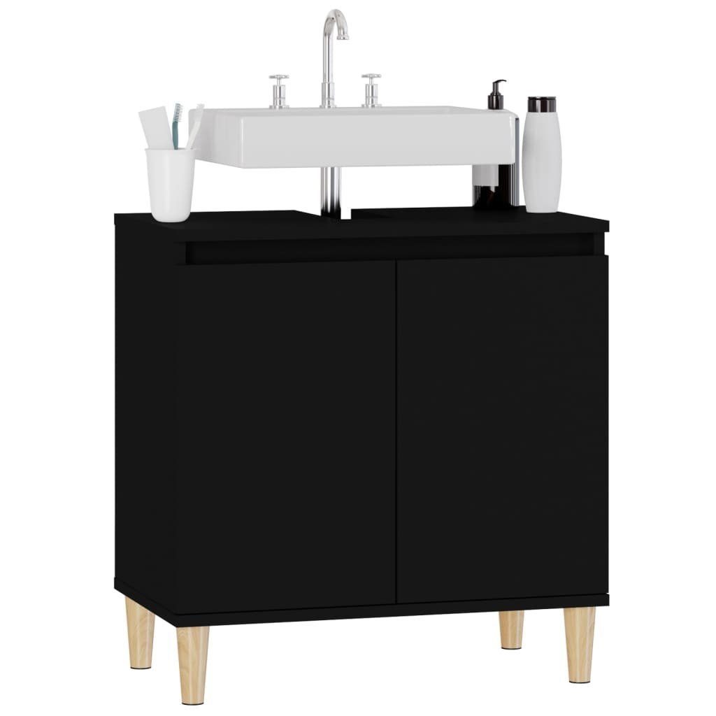 vidaXL Badezimmerspiegelschrank Waschbeckenunterschrank Schwarz 58x33x60 cm Holzwerkstoff (1-St)