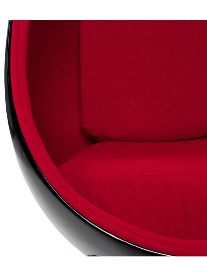KADIMA DESIGN Designer Eiersessel für Wohnzimmer aus Fiberglas und Textilien in Schwarz-Rot günstig kaufen onesize