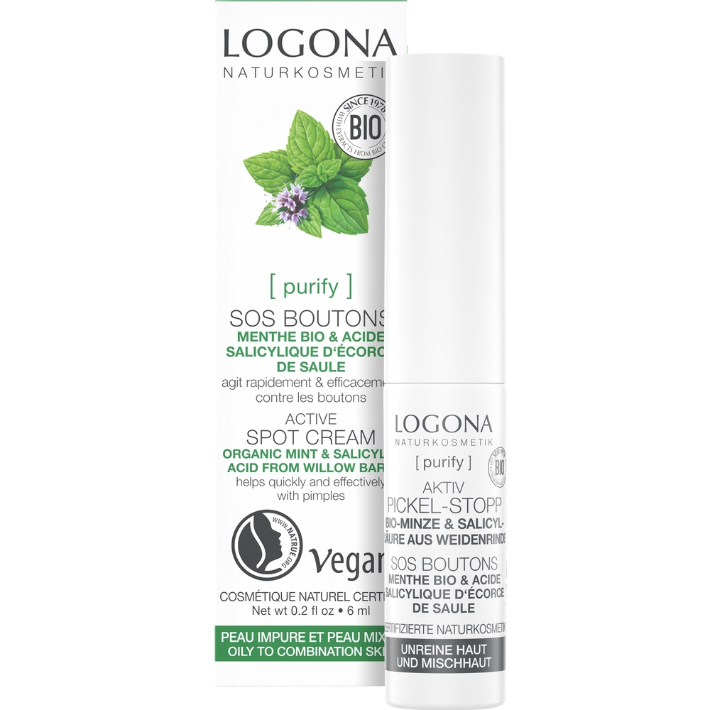 logona SOS boutons menthe bio acide salicylique, 6ml Soin quotidien