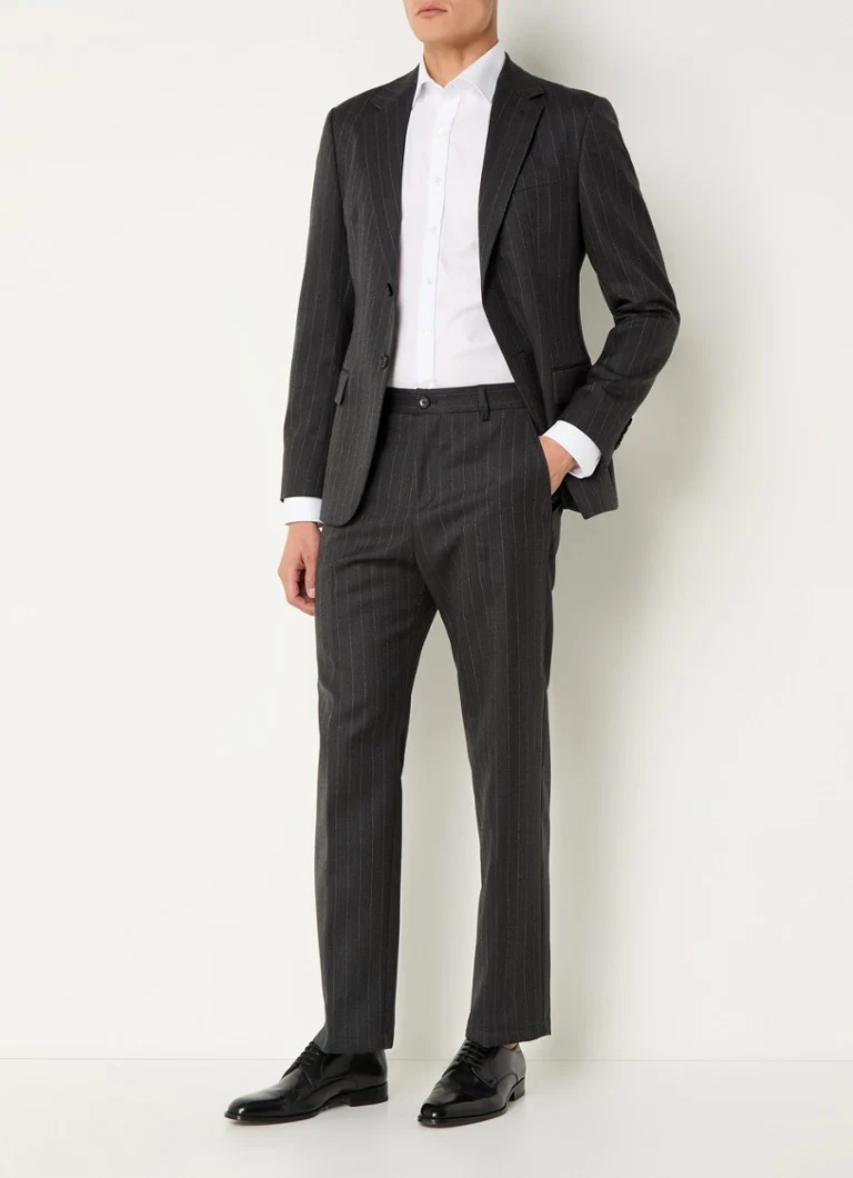 Spodnie Strellson Joe Slim-Fit z dziewiczej wełny z delikatnymi paskami