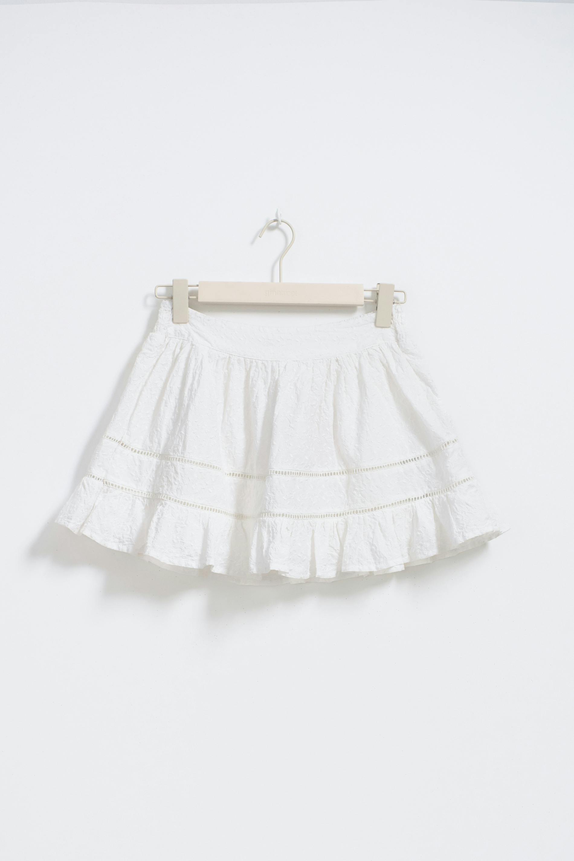 Y embroidery mini skirt
