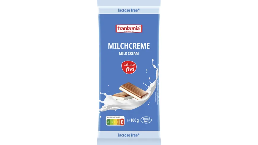 Frankonia laktosefreie* Vollmilchschokolade mit Milchcreme-Füllung 100 g