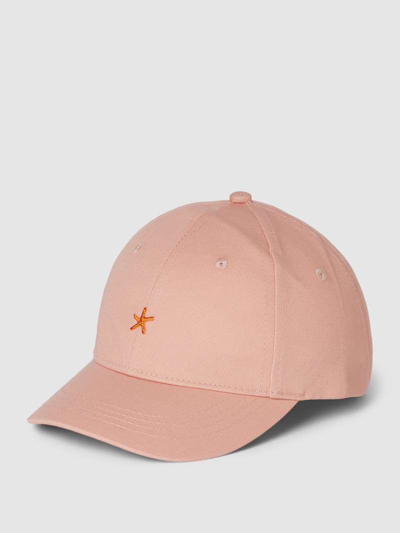 Basecap aus Baumwolle mit Motiv-Stitching Modell 'Palmy' in hellrosa