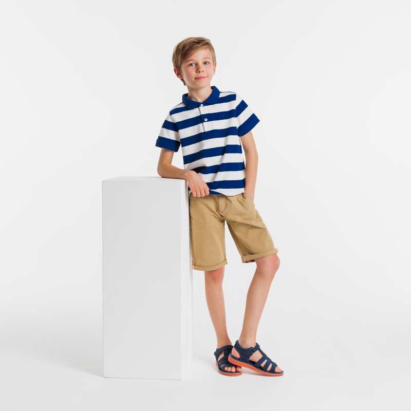 Bermuda slim en toile unie beige garçon
