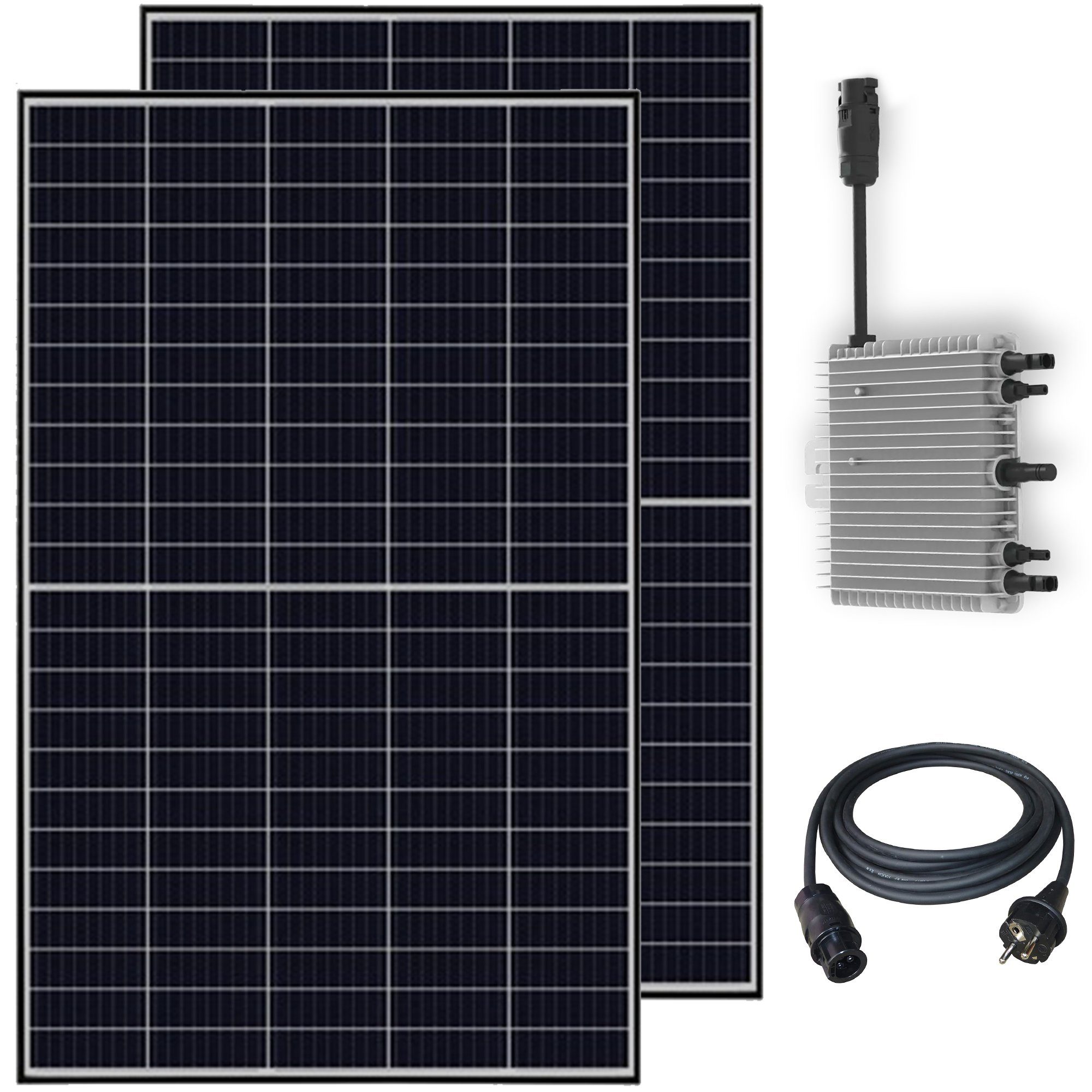 VESKA Solaranlage Balkonkraftwerk 830 / 600 Watt Photovoltaik Mini-PV Anlage, 600,00 W, (Steckerfertig genehmigungsfrei, Upgradebar auf 800 W Schwarz WIFI), PERC Technologie, Antireflexbeschichtung
