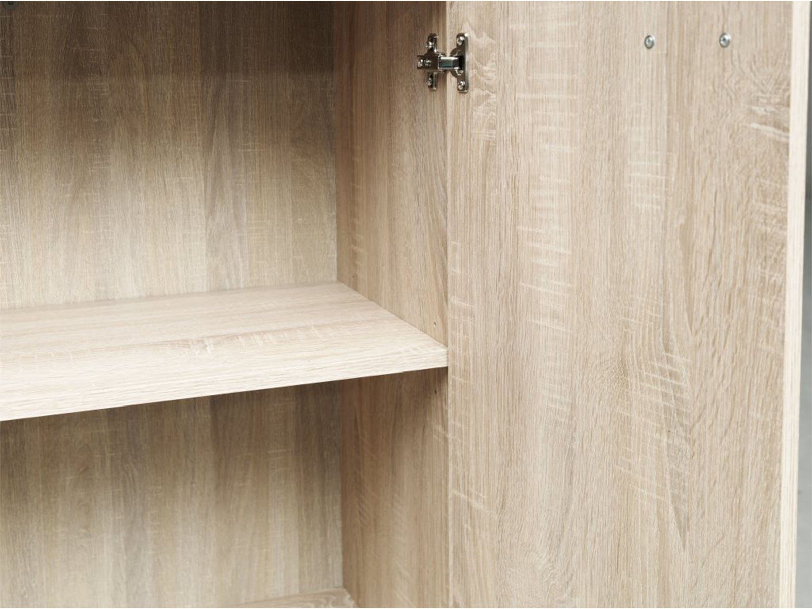 möbelando Sideboard Uwe, mit 3 Drehtüren, 2 Schubkästen und einen Fachboden. Breite 107 cm, Höhe 74 cm, Tiefe 34 cm