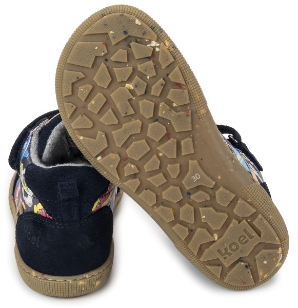 Koel bare ~ Devin MidCut Sneaker Wollfleece ~ Blue Cartoon