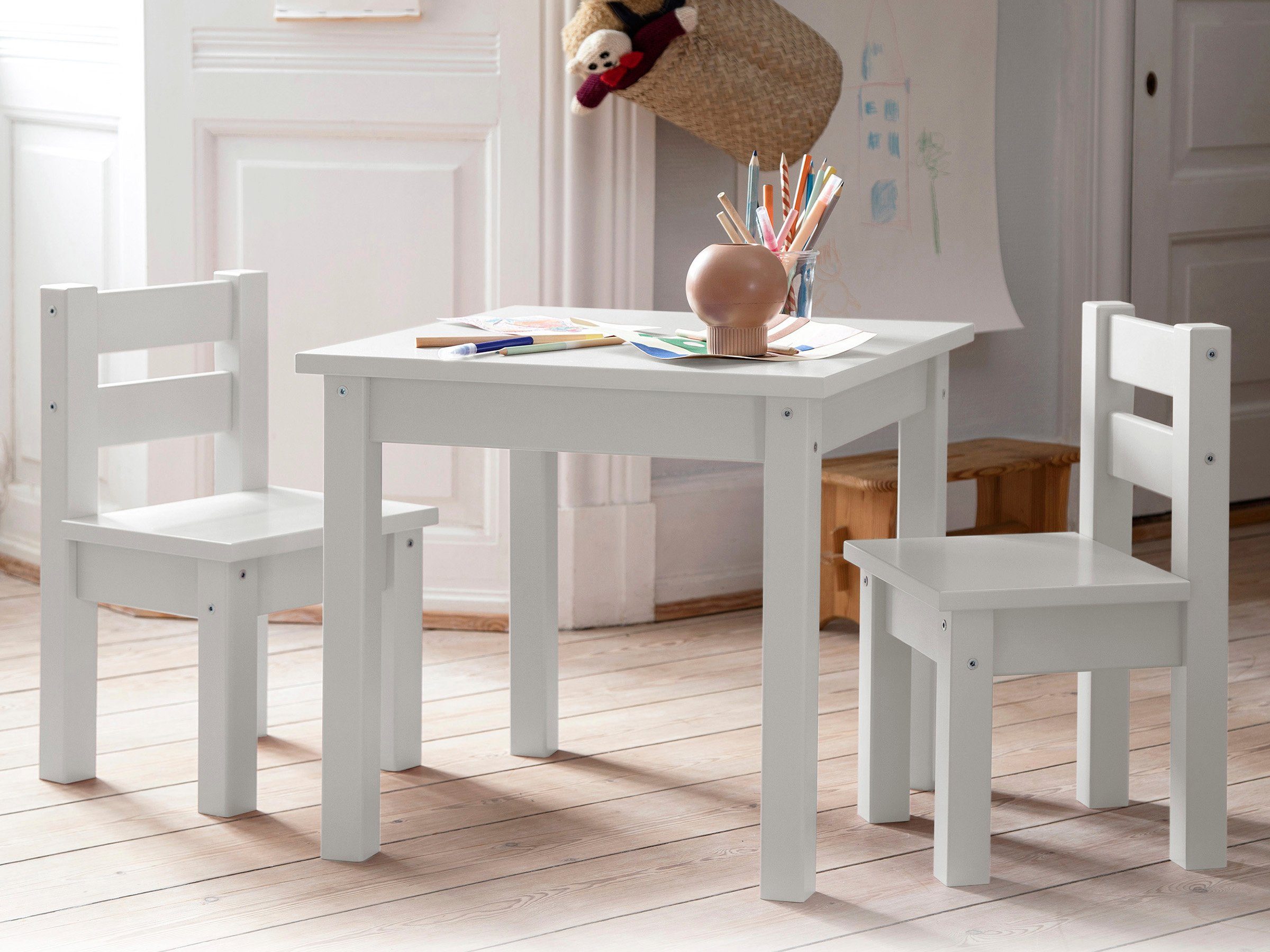 Hoppekids Kindersitzgruppe MADS Kindersitzgruppe, (Set, 3-tlg., 1 Tisch, 2 Stühle), in vielen Farben, mit zwei Stühlen