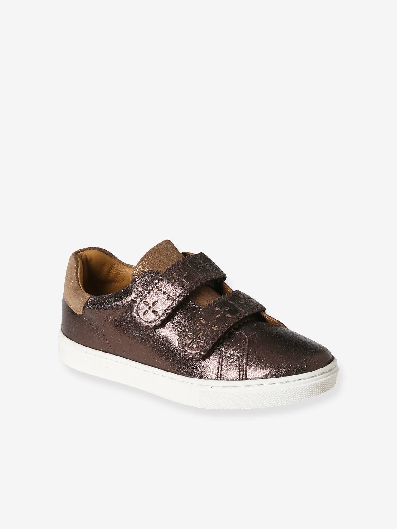 Baskets scratchées cuir fille collection maternelle bronze