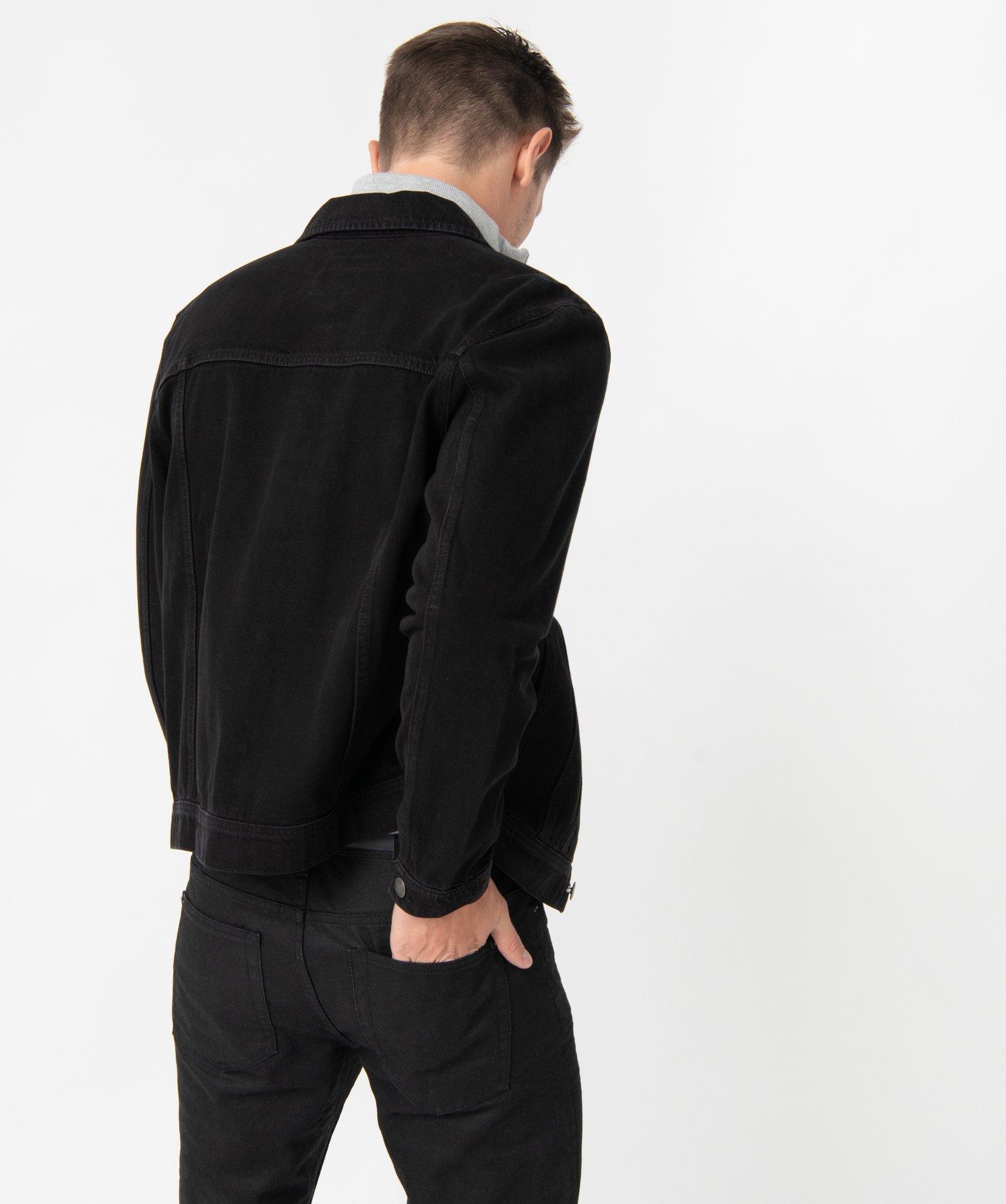Veste en jean homme coupe droite noir | GEMO