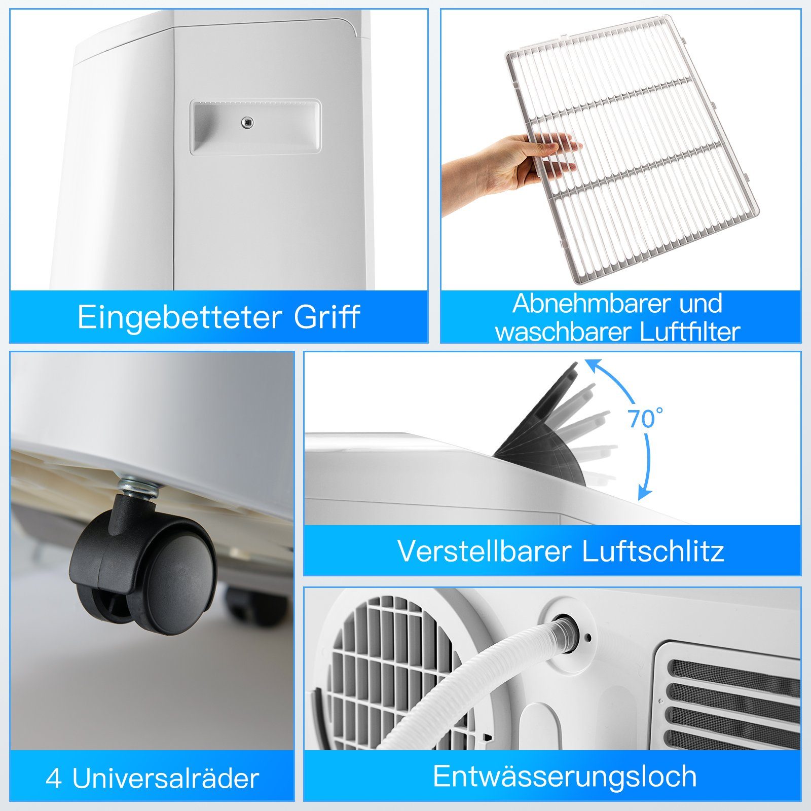 COSTWAY 4-in-1-Klimagerät, Heizlüfter 3,3 kW, 16000BTU/4,7 kW, für 117m³