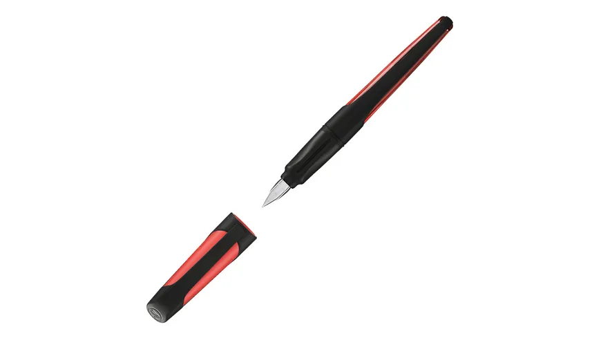 STABILO® EASYbuddy Füller mit Standard-Feder M in schwarz/rot inklusive Patrone - Schreibfarbe blau (löschbar) schwarz/rot