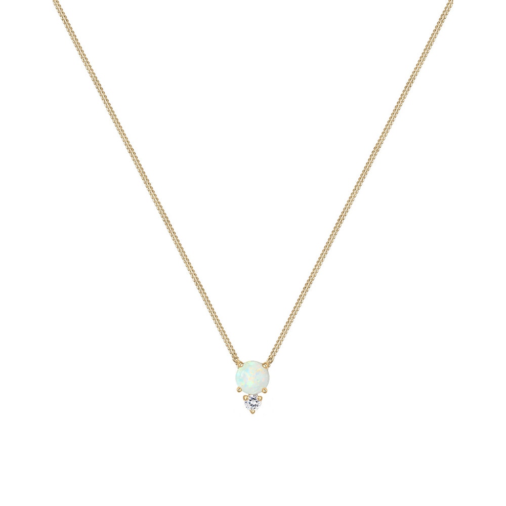 Elli Elli Collier Femme Opale Cristal de Zircone - (925/1000) Argent collier