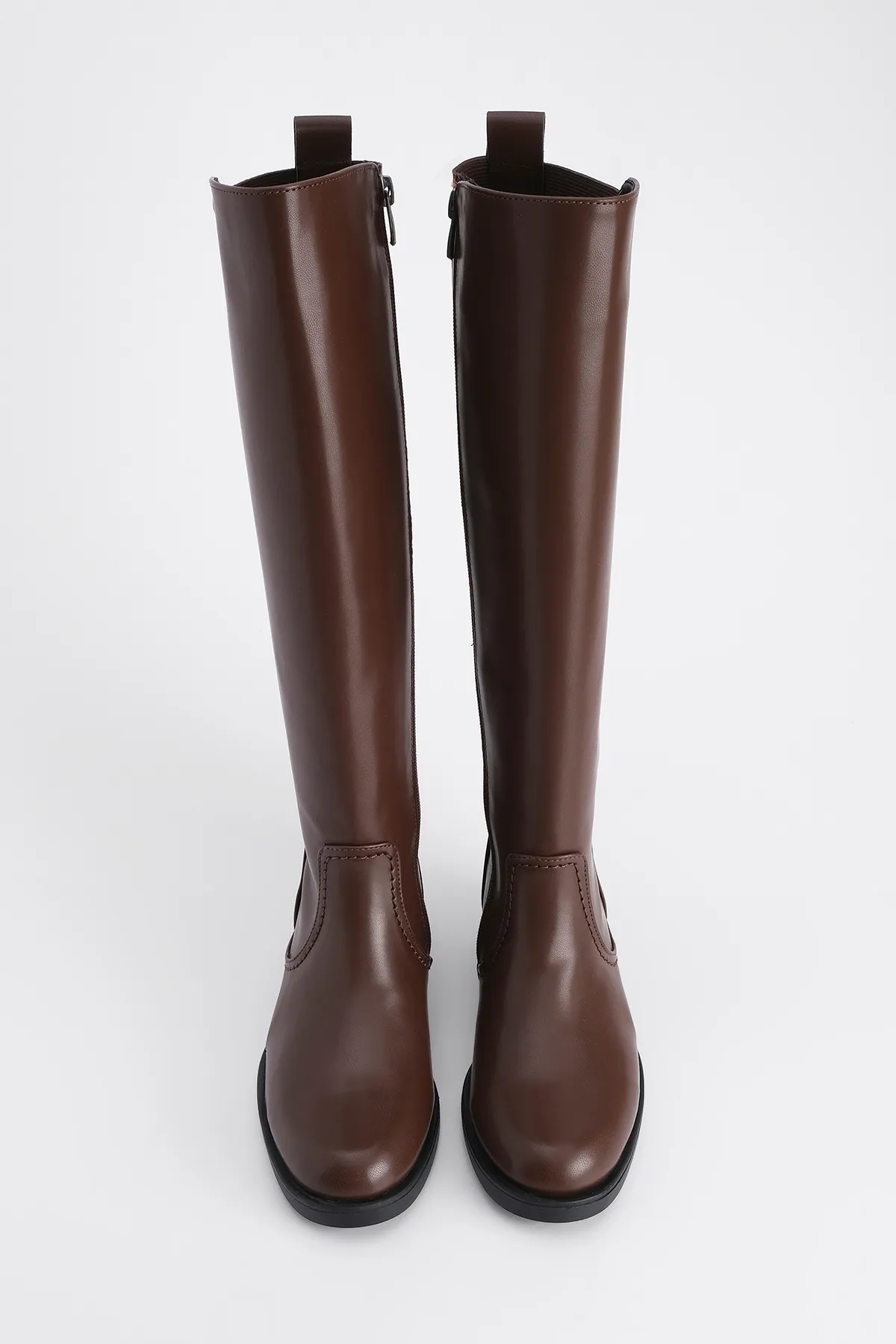 Marjin  Knielange Damen-Tagesstiefel mit Reißverschluss Helas Brown