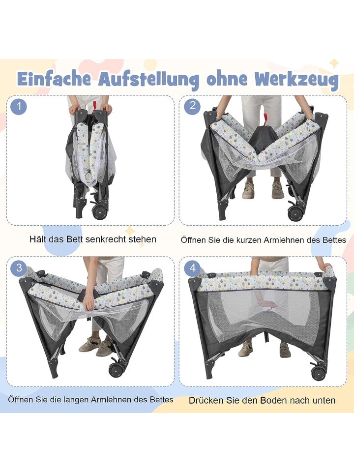 COSTWAY 4 in 1 Beistellbett in Beige günstig kaufen 102 cm