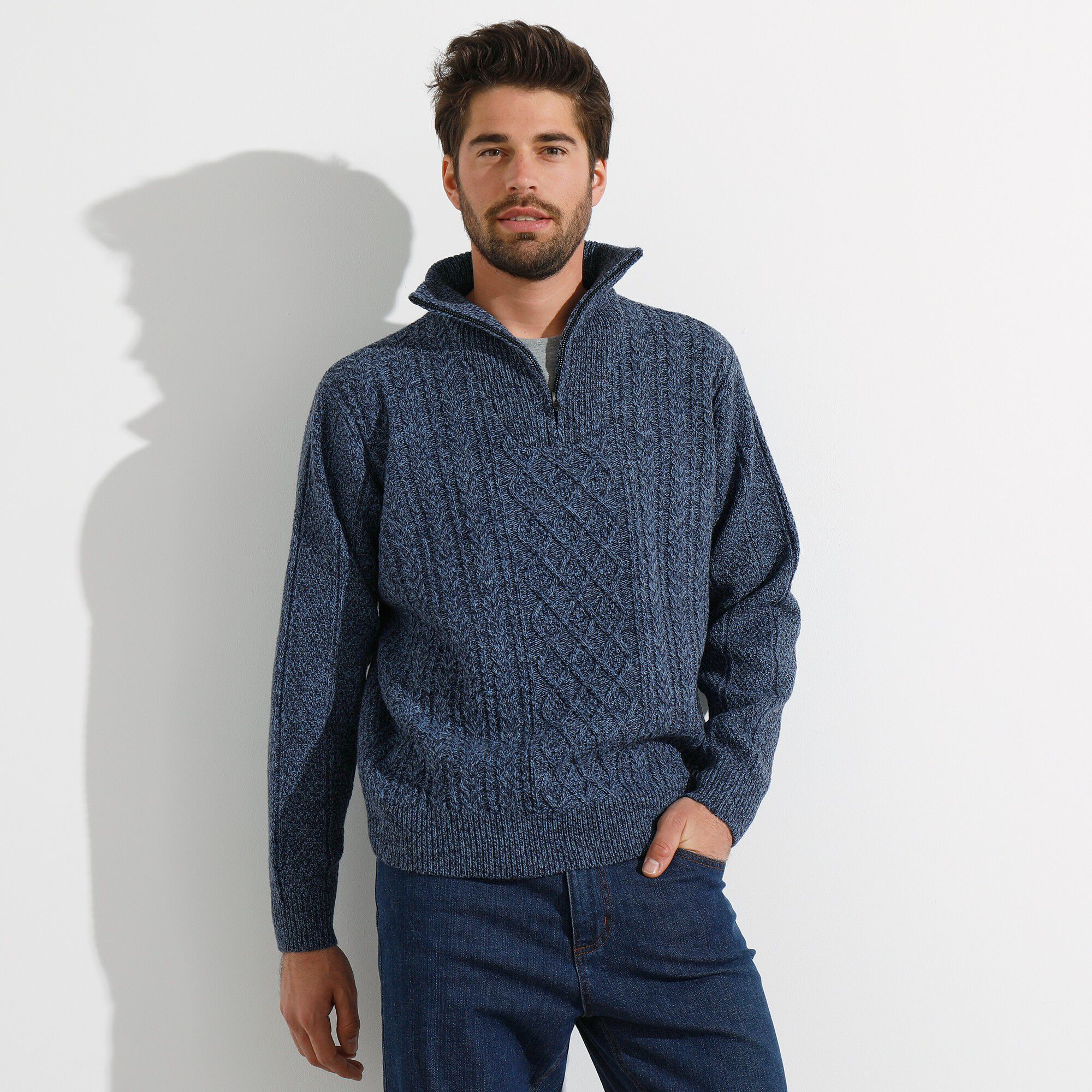 Pull col camionneur maille irlandaise