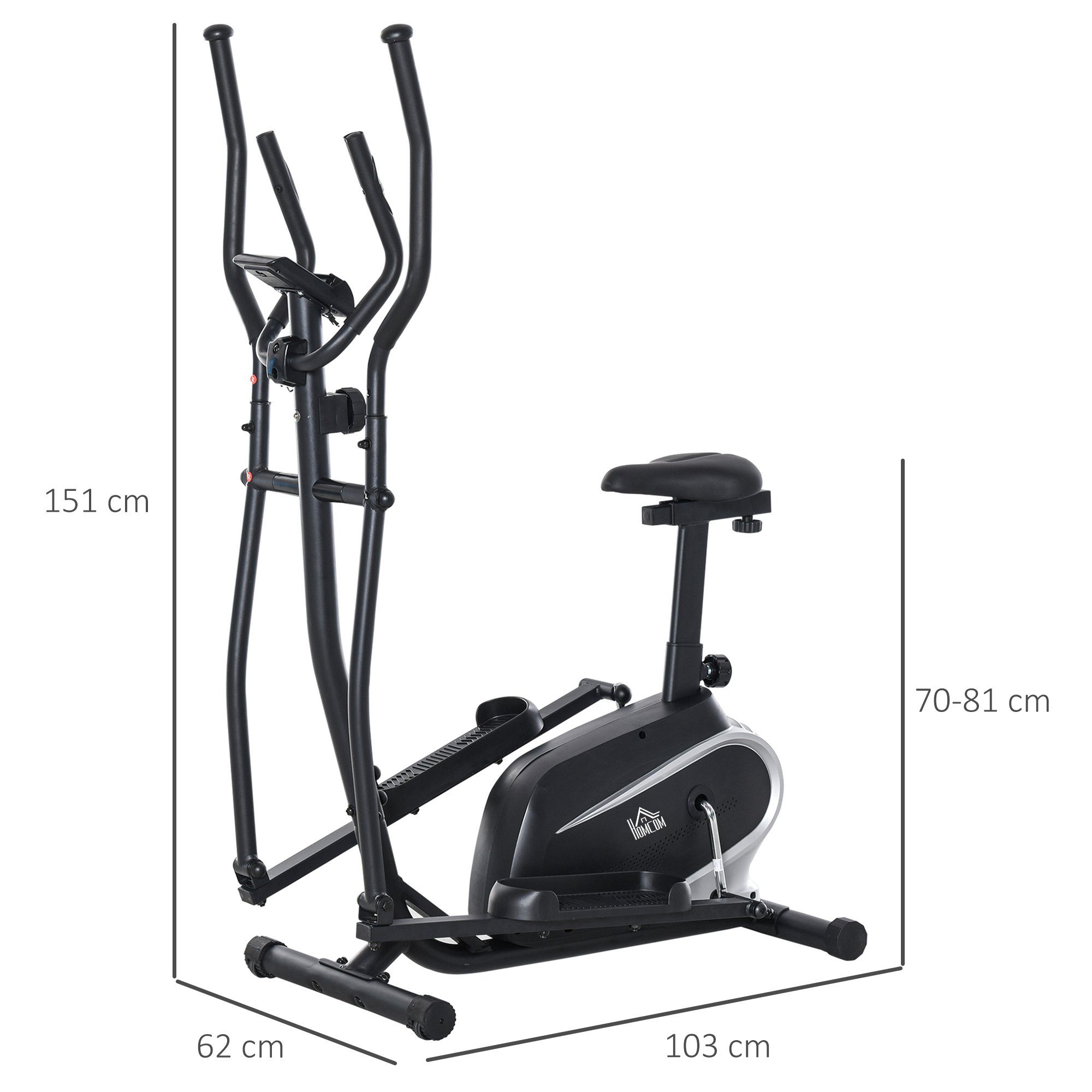 HOMCOM Crosstrainer Ellipsentrainer (Set, 1-tlg., 1 x Heimtrainer), mit LCD-Anzeige