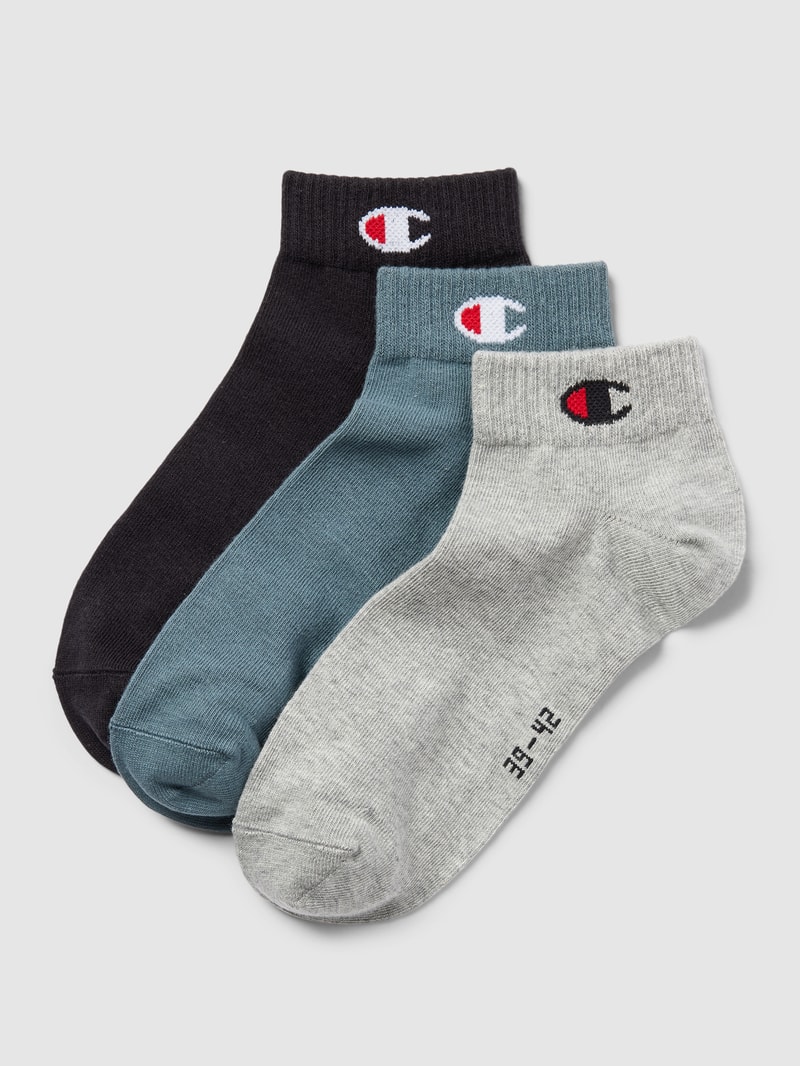 Socken mit Label-Print im 3er-Pack in mittelgrau meliert